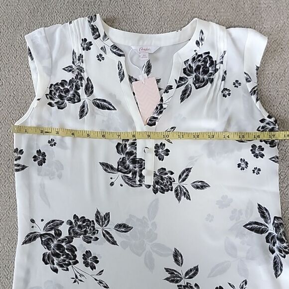 Candie's Black and White Floral Sheer Sleeveless Top- Size XS - Picture 6 of 12